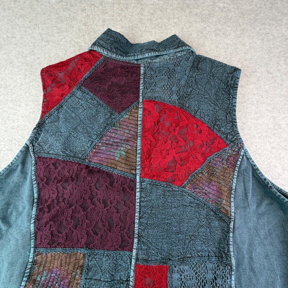 Parsley & Sage Reversible Patchwork Lace Art to Wear‎ Boho Vest XL Festival - Picture 4 of 16